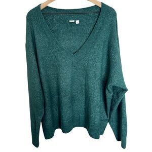 GAP Pullover Green Sweater Long Sleeve Knit V-neck Loose Boxy Slouchy XXL